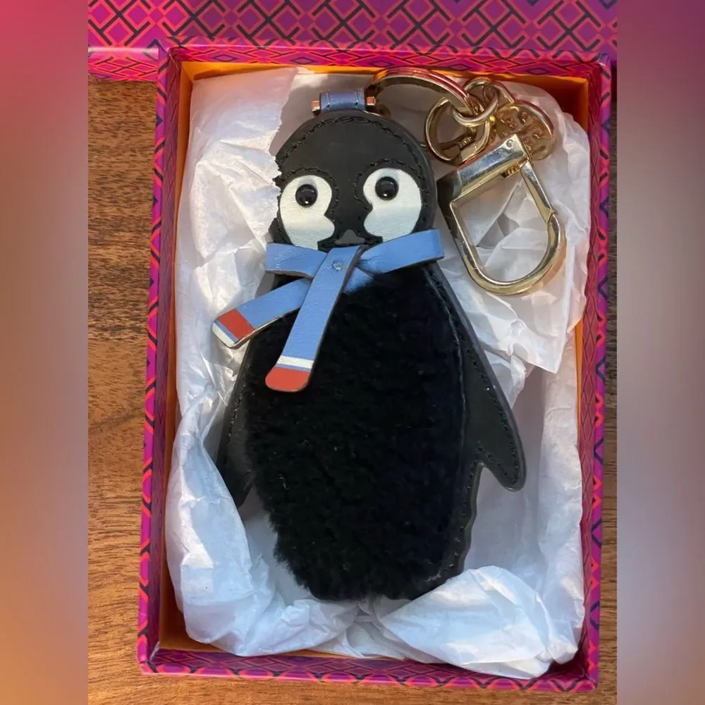 Tory Burch Black & Blue Penguin Key Fob Charm